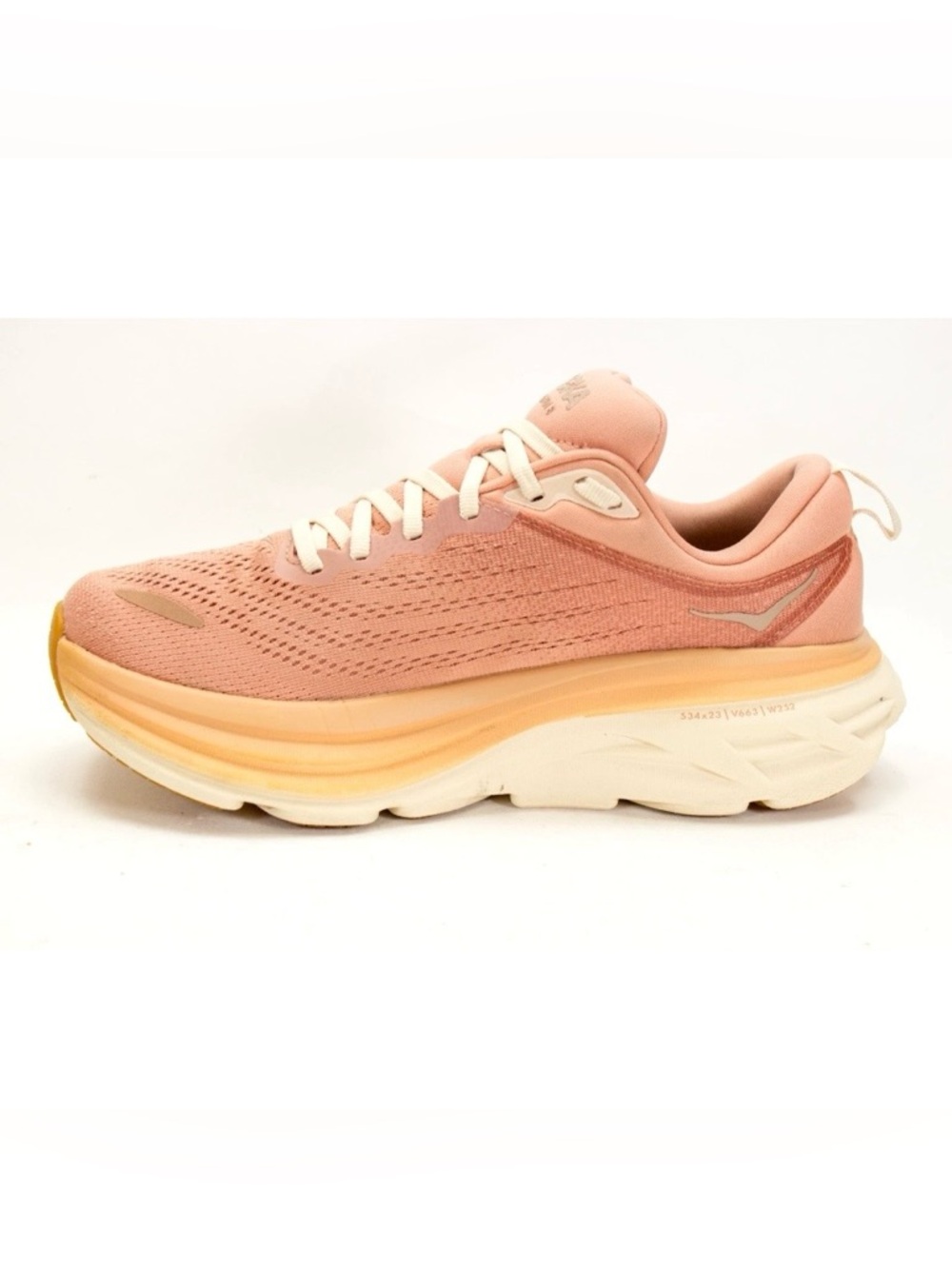 Hoka One One Bondi 8 Womens Size US 8 B Sandstone Cream Comfort Running Shoes - Picture 6 of 13